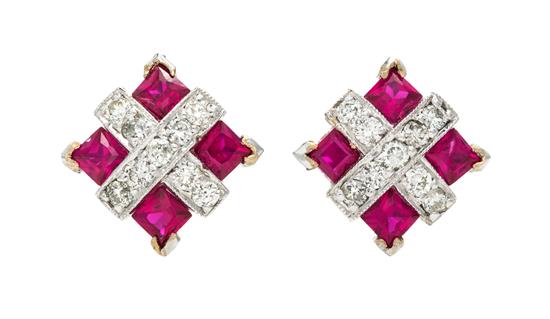 Appraisal: Sale Lot A Pair of Karat White Gold Ruby and