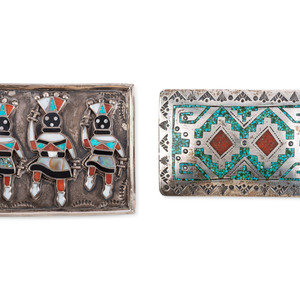 Appraisal: Zuni Silver and Mosaic Inlay Gan Dancer Belt Buckle third