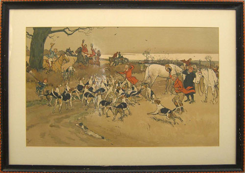 Appraisal: Three hunting prints