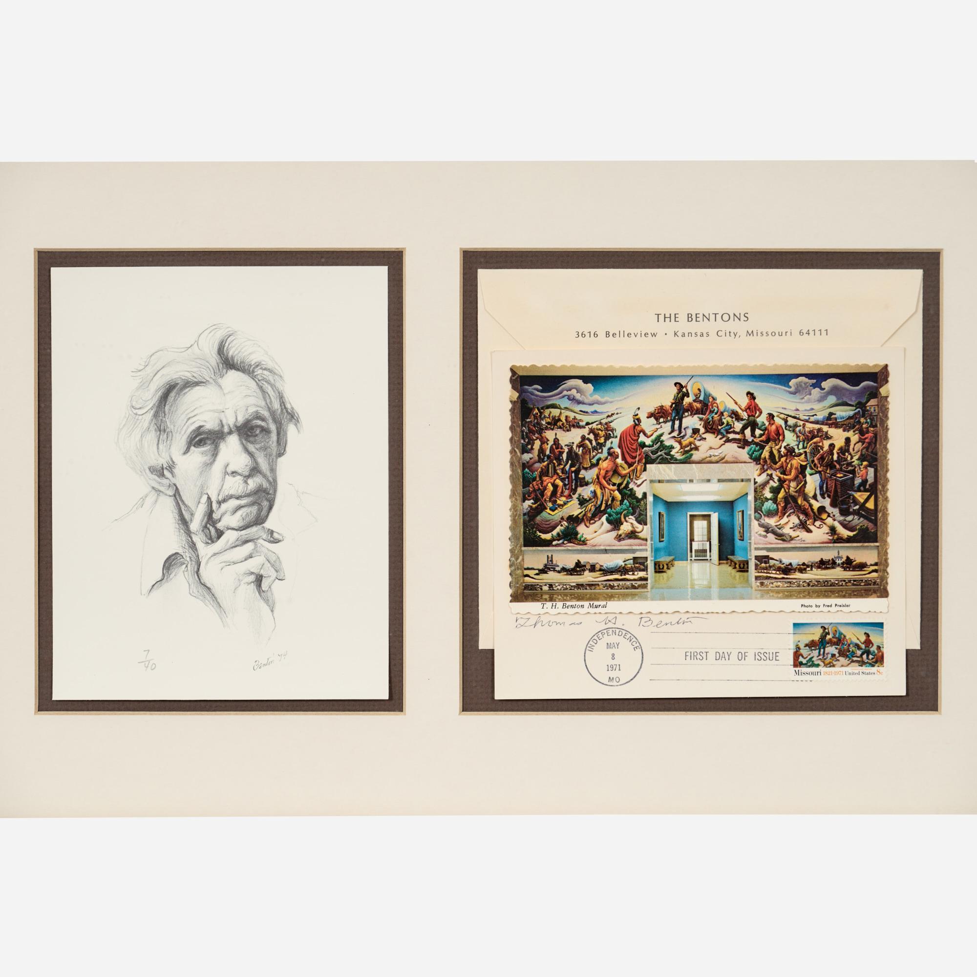 Appraisal: THOMAS HART BENTON SIGNED FIRST DAY OF ISSUE STAMP A