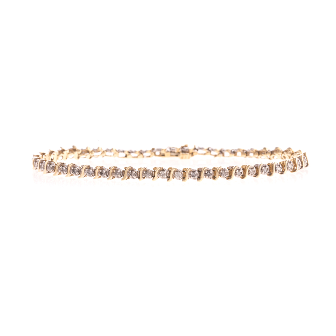 Appraisal: A Lady's Diamond Tennis Bracelet in K K yellow gold