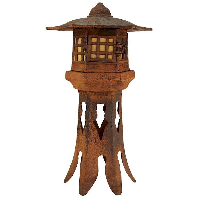 Appraisal: Asian Style Pagoda Cast Iron Table Lamp Asian style pagoda