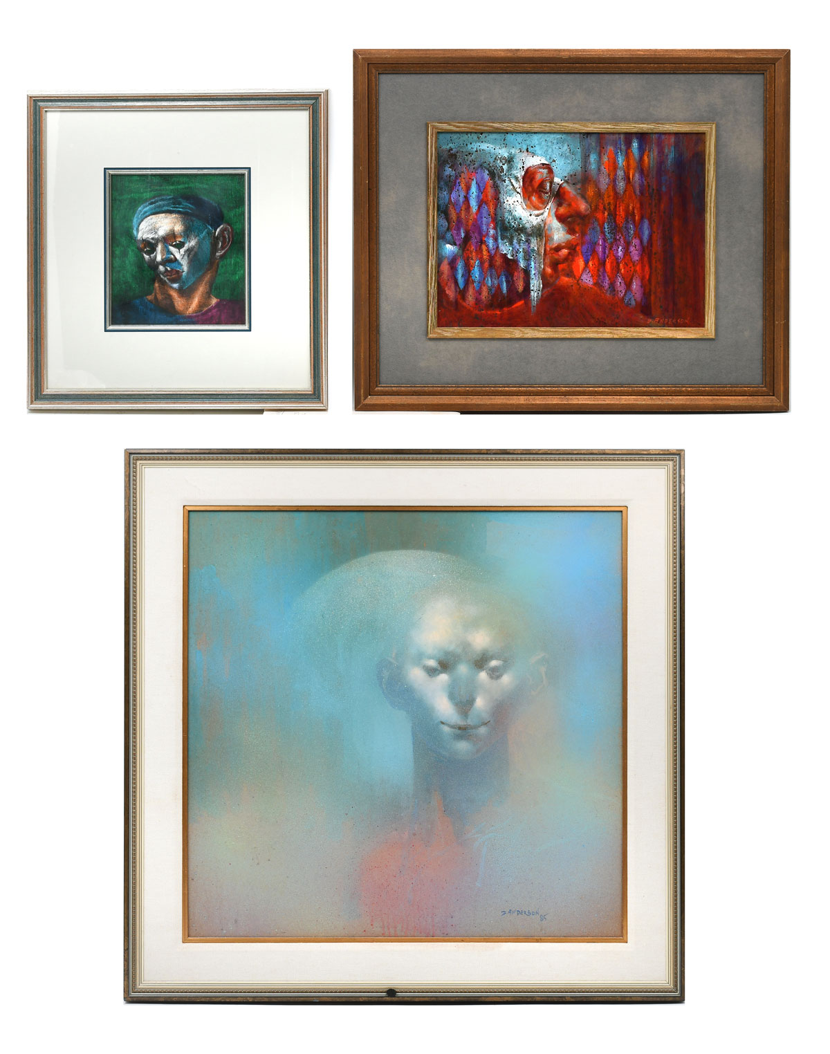 Appraisal: THREE PIECE DAVID ANDERSON PAINTING LOT To include Portrait of