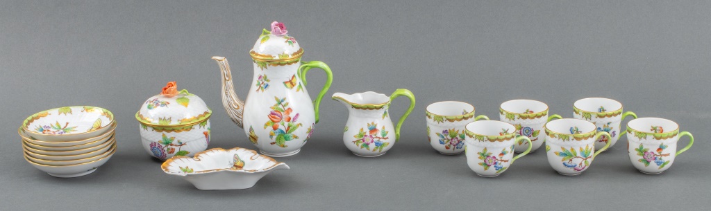 Appraisal: HEREND DEMITASSE COFFEE SET QUEEN VICTORIA FOR Herend Hungarian porcelain