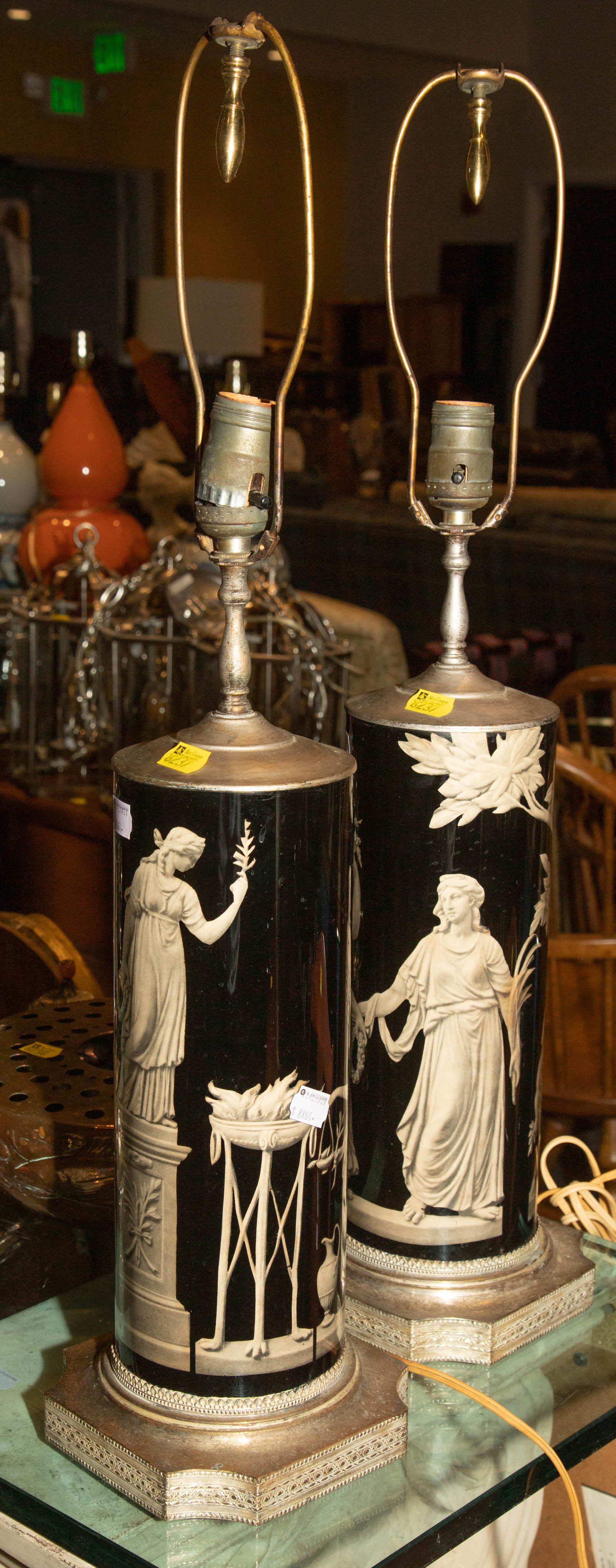 Appraisal: A PAIR OF CLASSICAL STYLE TABLE LAMPS Mid th century