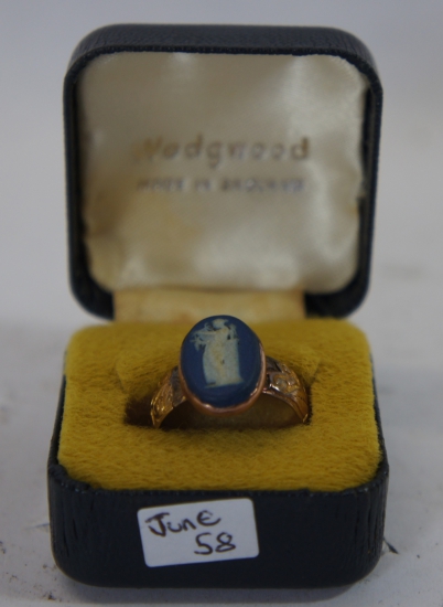 Appraisal: A Wedgwood Miniature Oval Jasperware Cameo Ring mounted on ct