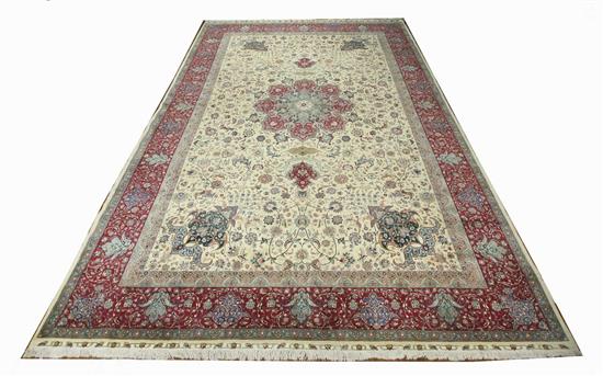 Appraisal: Lot Property of Various Owners Tabriz Rug Post Beige ground