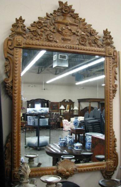 Appraisal: Antique Style Decorator Wall Mirror Urn Carvings