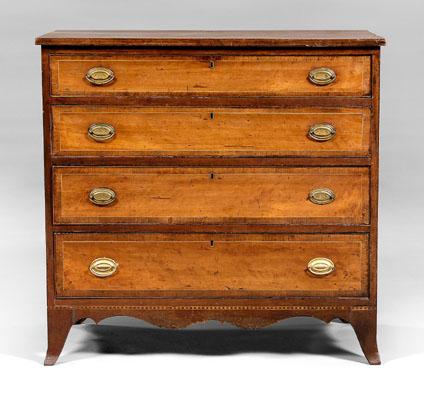 Appraisal: Federal inlaid cherry chest figured cherry with poplar secondary four