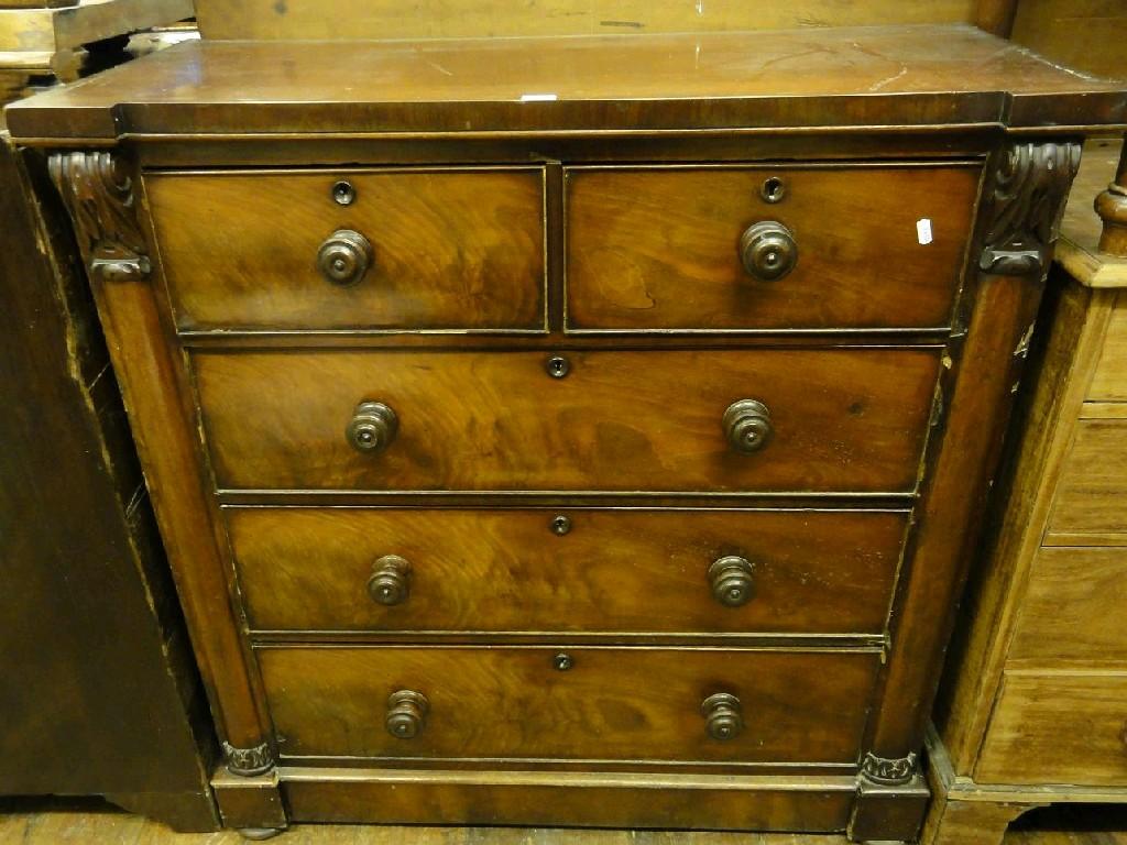 Appraisal: A Victorian mahogany chest fitted with three long and two