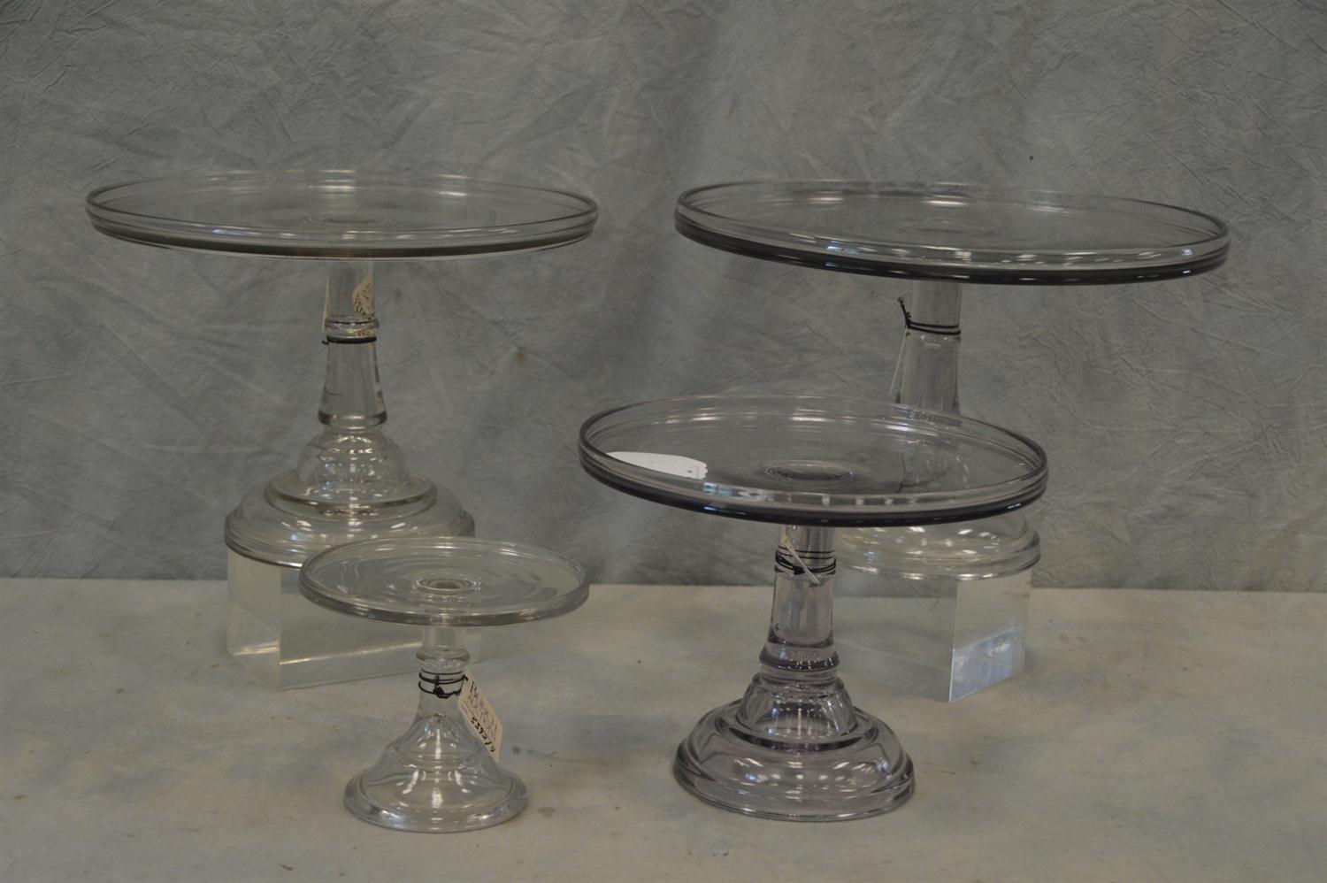 Appraisal: Clear glass cake pedestals largest - diameter x - h