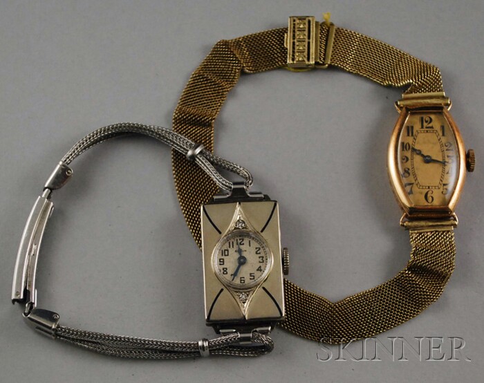 Appraisal: Two kt Gold Art Deco Lady's Wristwatches a yellow gold