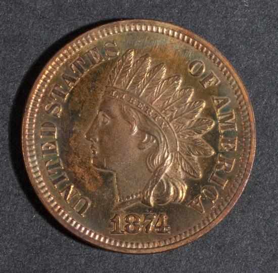 Appraisal: United States Indian head bronze cent MS- prooflike with yellow-brown