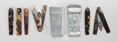 Appraisal: Two English silver lancets one with engraved scroll decoration two