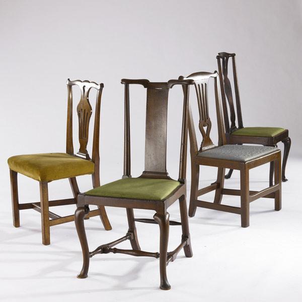 Appraisal: FOUR ENGLISH CHIPPENDALE CHAIRS All th th C Largest x