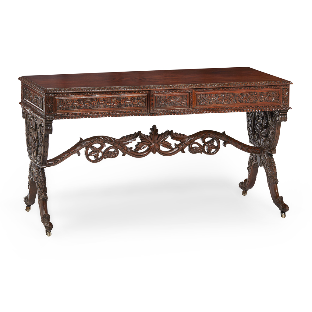 Appraisal: ANGLO-INDIAN ROSEWOOD LIBRARY TABLE MID-LATE TH CENTURY the rectangular top