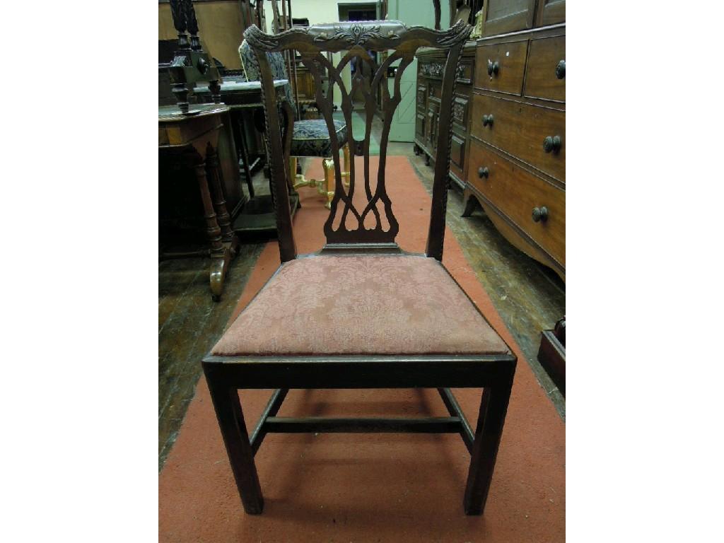 Appraisal: A set of four Chippendale style mahogany dining chairs with