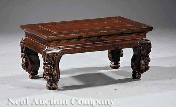 Appraisal: A Chinese Carved Wood Rectangular Footstool probably Zitan or Hongmu