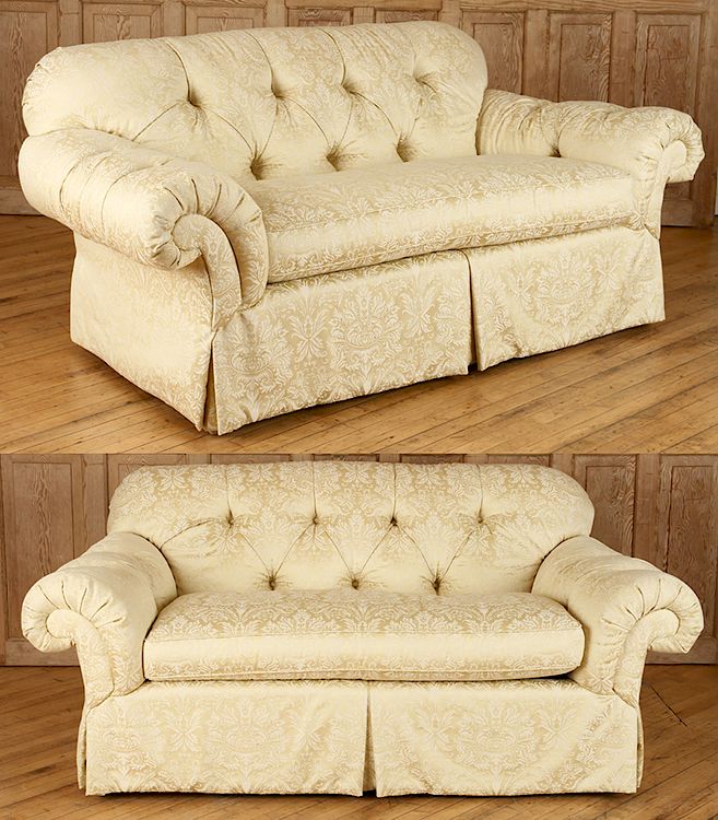 Appraisal: PAIR UPHOLSTERED TUFTED SOFAS BY CENTURY A pair of upholstered