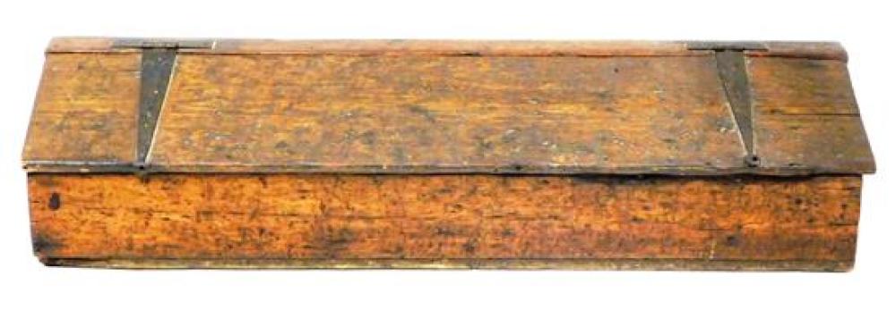 Appraisal: Early storage box with alterations pine slant lid with non-matching