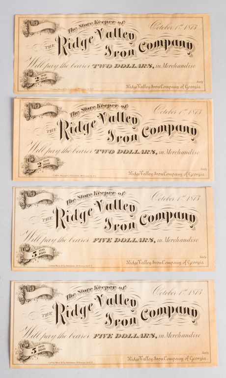 Appraisal: Ridge Valley Iron Company Georgia five unissued notes dated AU-