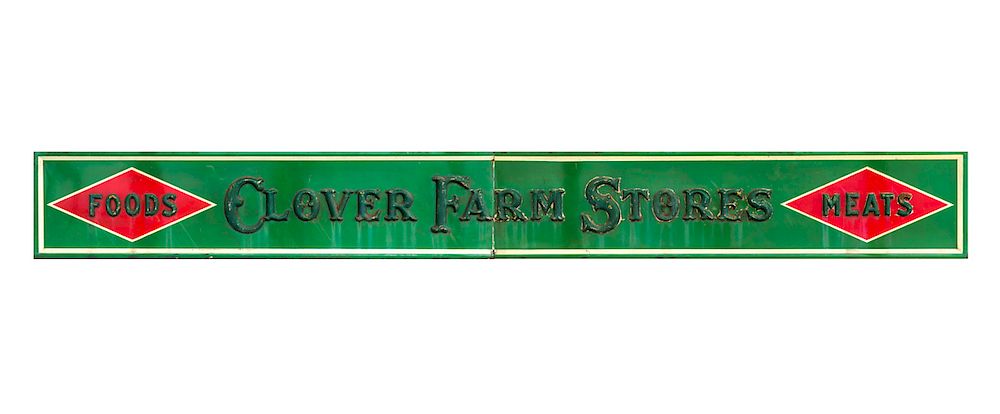 Appraisal: Clover Farm Stores Advertising Sign Two pieces by Good original