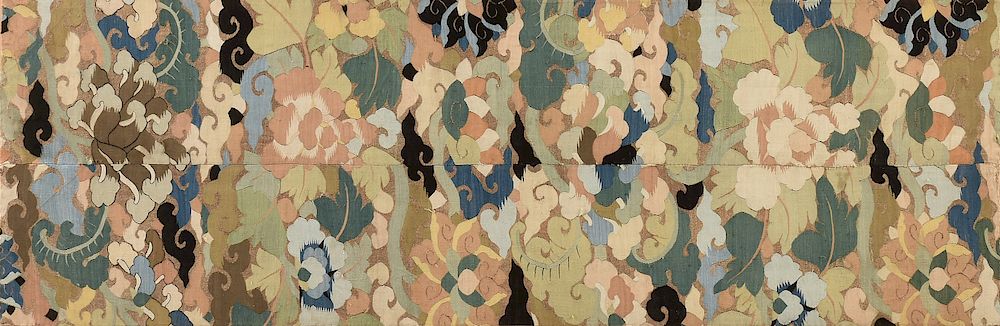 Appraisal: A CHINESE POLYCHROME SILK FLORAL KESI PANEL LATE TH EARLY