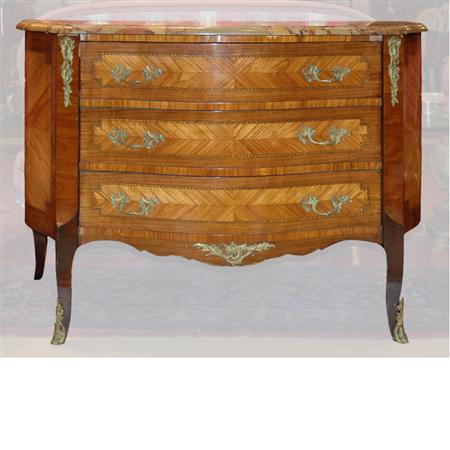 Appraisal: Transitional Louis XV XVI Style Inlaid Kingwood Commode Estimate -