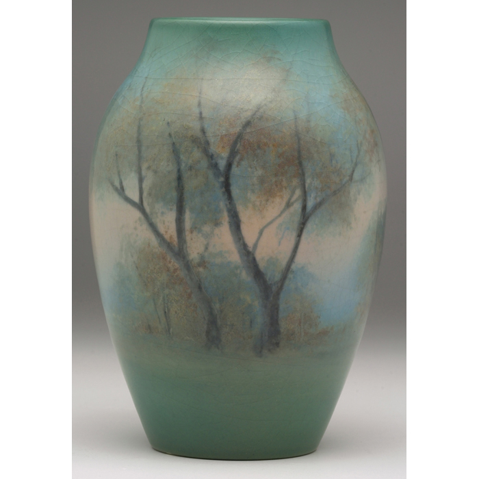 Appraisal: Nice Rookwood vase colorful landscape in Autumn colors beautifully decorated