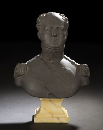 Appraisal: German Basalt Ware Bust of Admiral Blucher second quarter th