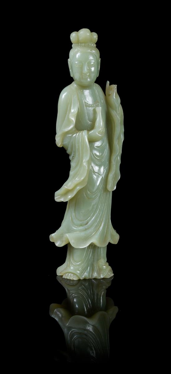 Appraisal: Sale Lot A Celadon Jade Figure of Guanyin possibly th