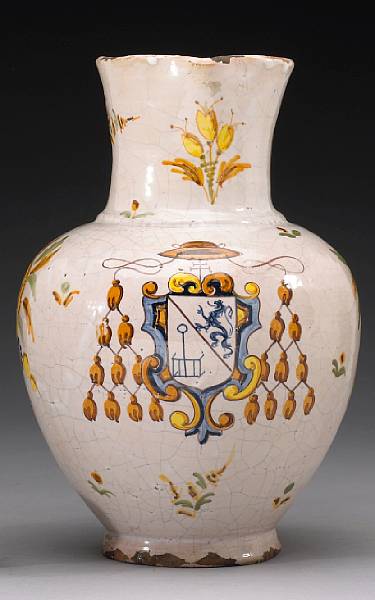 Appraisal: A Talavera de la Reina polychrome pottery armorial pitcher th