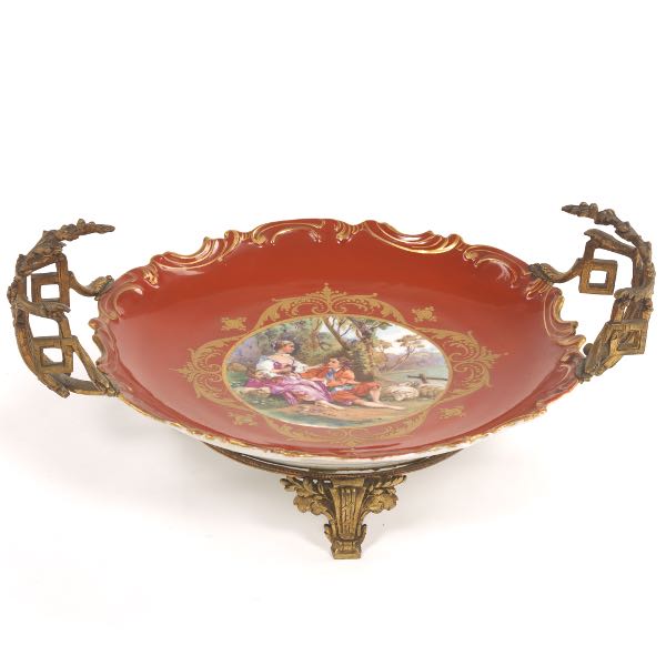 Appraisal: LOUIS XV SEVRES STYLE PORCELAIN CENTREPIECE WITH D'ORE BRONZE MOUNTS