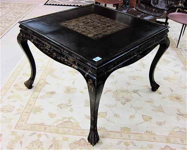 Appraisal: FRENCH STYLE CHINOISERIE DECORATED GAME TABLE th century the square