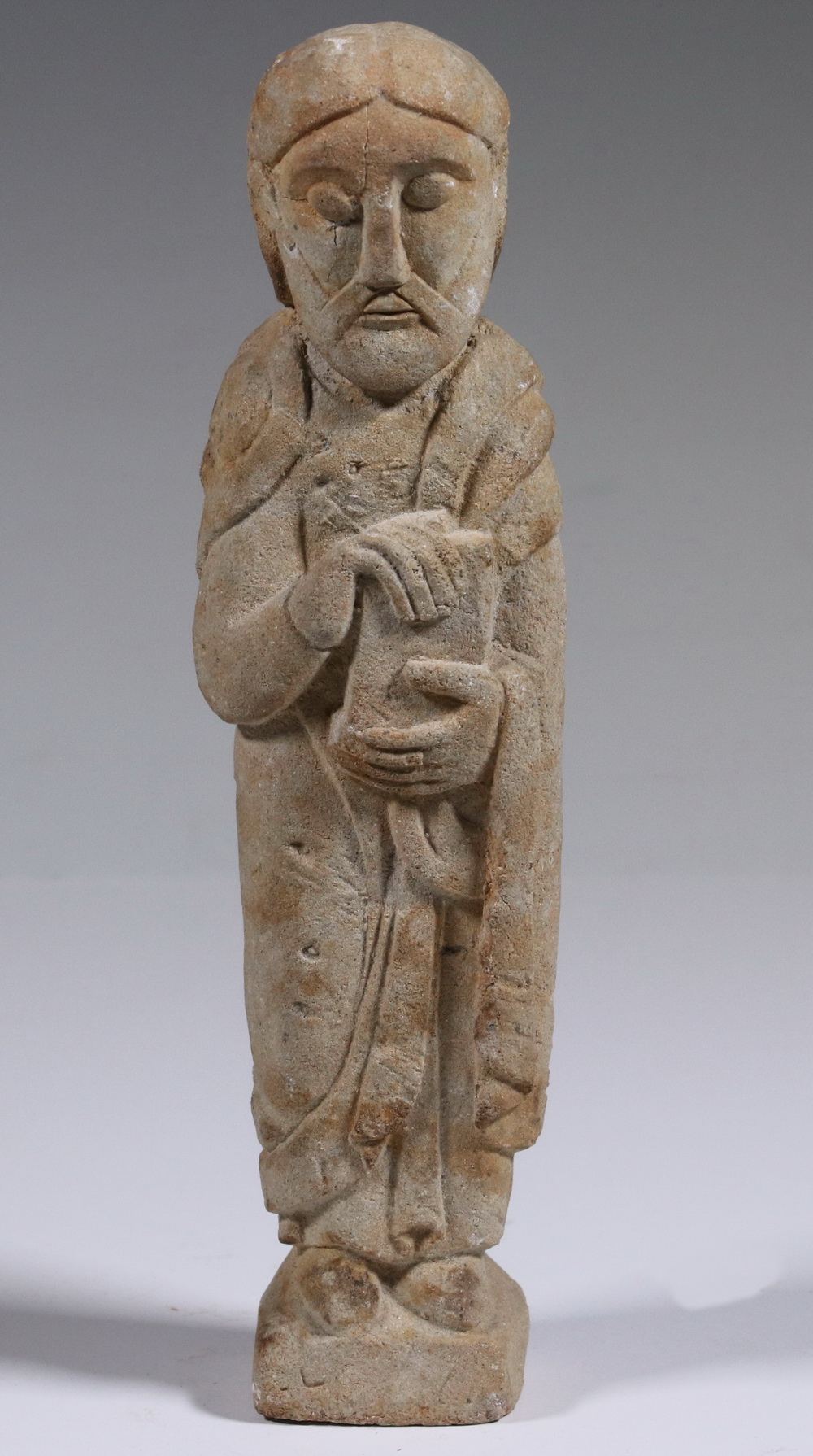 Appraisal: FRENCH SANDSTONE ECCLESIASTICAL SCULPTURE Romanesque-Gothic Figure of Standing Saint Peter