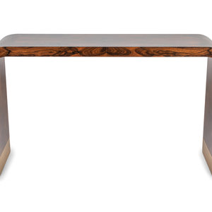 Appraisal: A Contemporary Rosewood and Brass Console Table Height x width