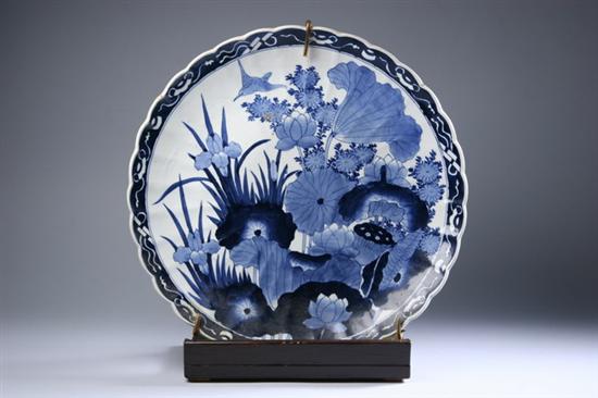 Appraisal: JAPANESE BLUE AND WHITE PORCELAIN CHARGER Meiji period Floral decoration