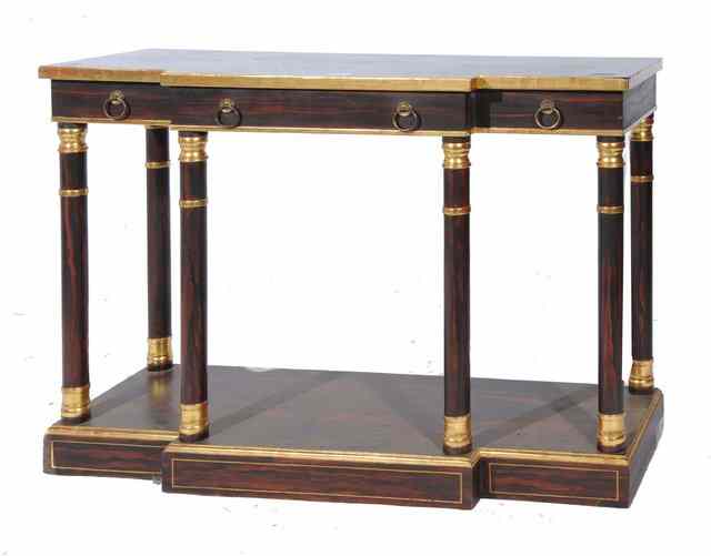 Appraisal: A REGENCY STYLE FAUX ROSEWOOD BREAKFRONT CONSOLE TABLE on gilded