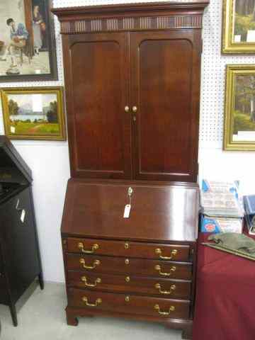 Appraisal: Secretary Bookcase drop front with tooledgreen leather and inner compartments