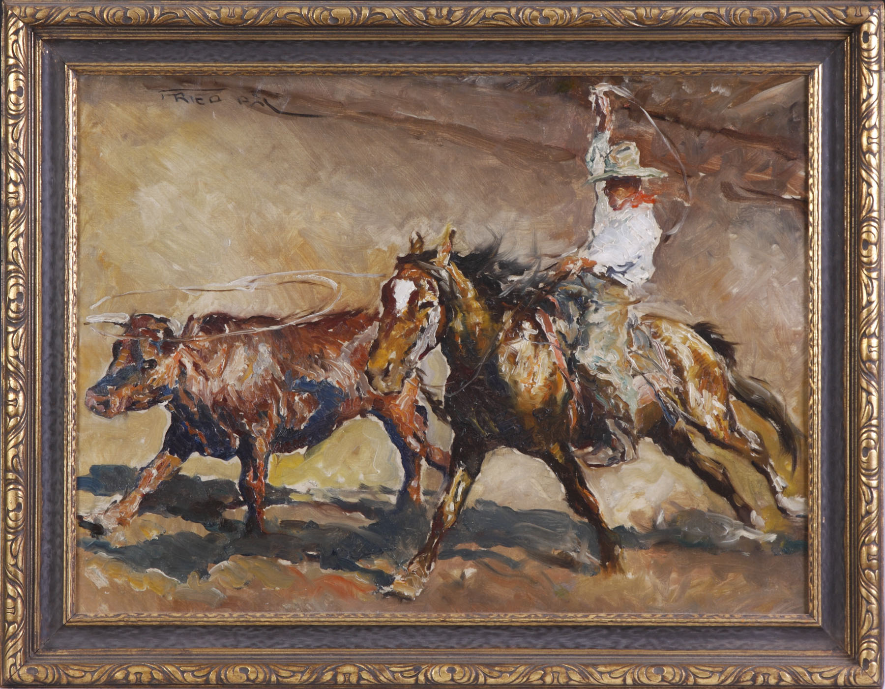 Appraisal: Pal Fried Hungarian American - Bull roping scene Sgn Fried