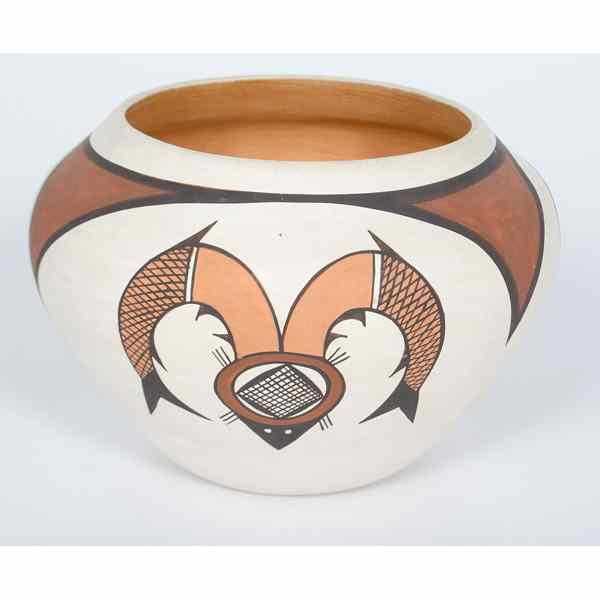 Appraisal: Eunice Fawn Navasie Hopi Polychrome Bowl decorated with three ram's