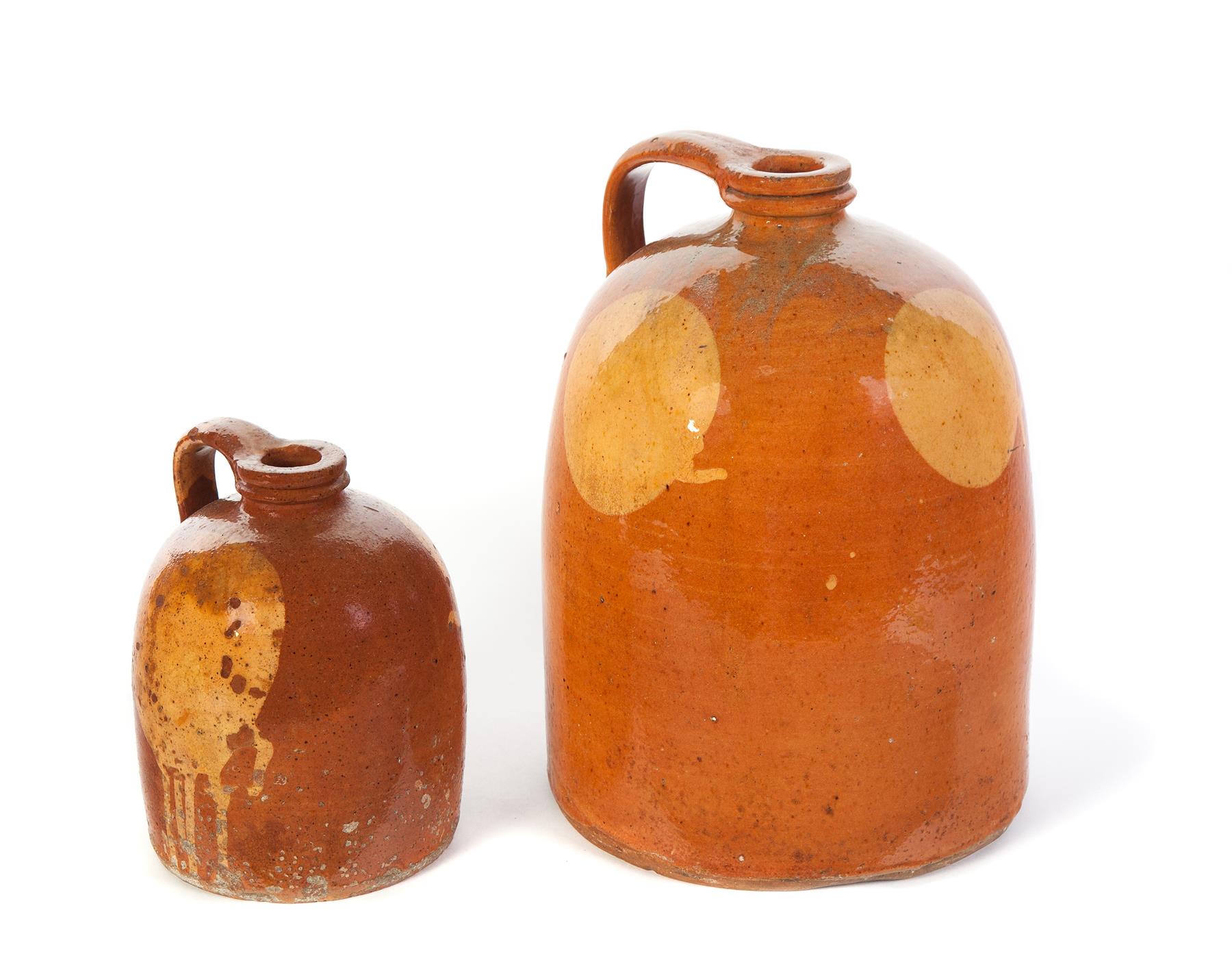 Appraisal: TWO GALENA POTTERY JUGS Illinois nd half- th century Applied