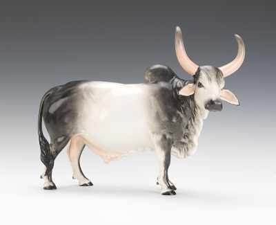 Appraisal: Large Boehm Brahman Bull Large black and white Brahman bull