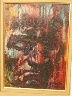 Appraisal: UMBERTO ROMANO Modern Abstract Oil Portrait Paint UMBERTO ROMANO Modern