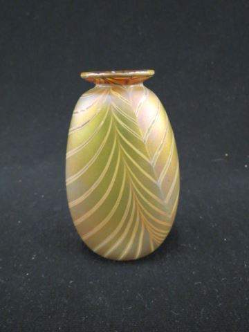 Appraisal: Studio Art Glass Vase golden pulled feather iridescent excellent attributed