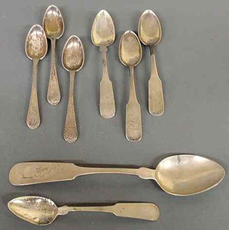 Appraisal: Three coin silver spoons by Newell Harding MA two by