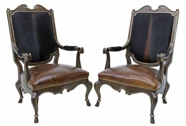 Appraisal: pair Oversized Louis XV style armchairs late th c parcel