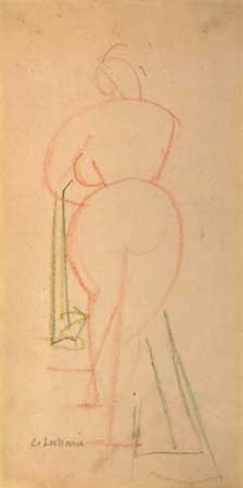 Appraisal: GASTON LACHAISE Nude Ascending a Staircase Color crayons and pencil