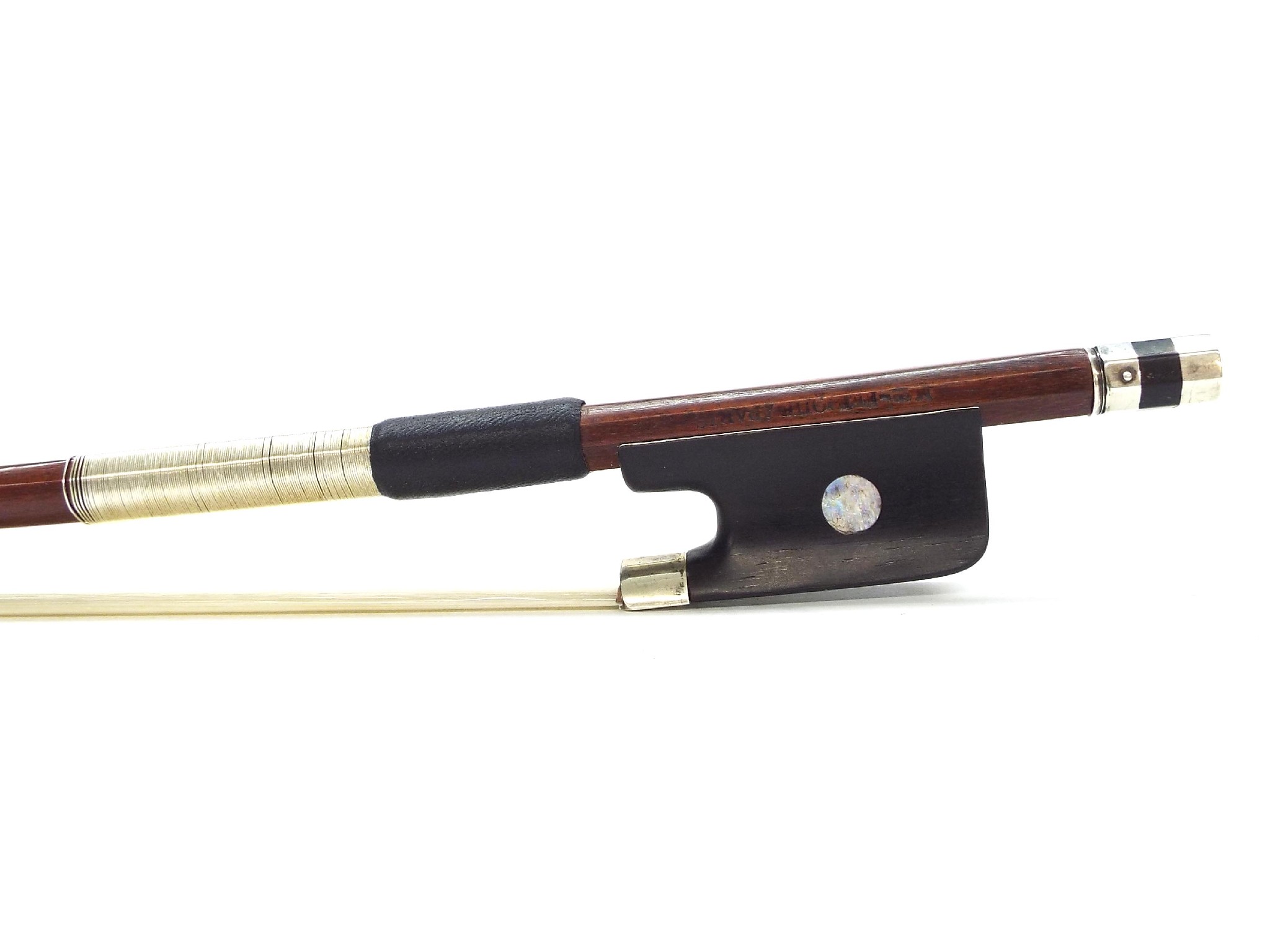 Appraisal: Silver mounted violin bow stamped a Paris the stick round