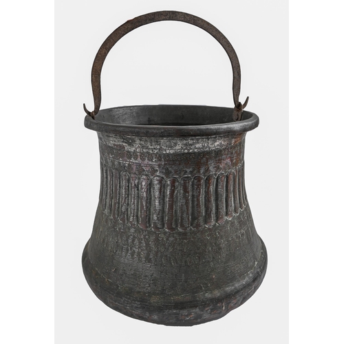 Appraisal: An Indian tinned copper pail early th c with iron